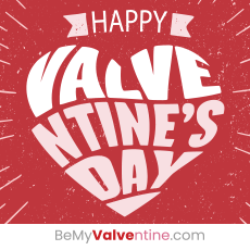 The message Happy Valventine’s Day overlaying a heart graphic