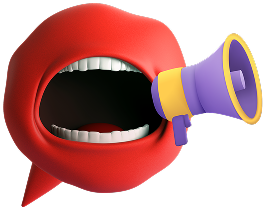 Image of a cartoon heart valve holding a megaphone