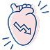 Icon of an downward trending arrow inside of a heart