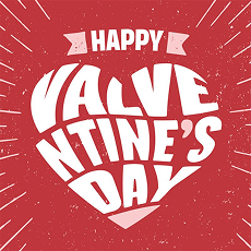The message Happy Valventine’s Day overlaying a heart graphic
